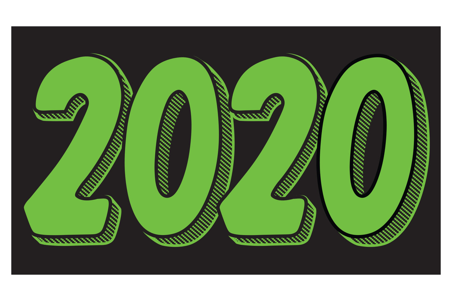 Rectangle Year Window Sticker - GREEN on BLACK - Qty. 12