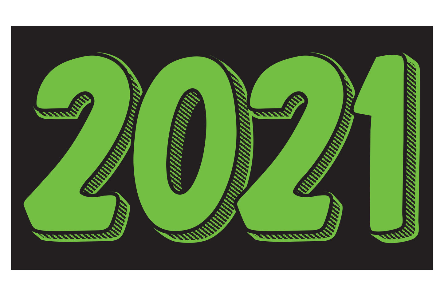 Rectangle Year Window Sticker - GREEN on BLACK - Qty. 12