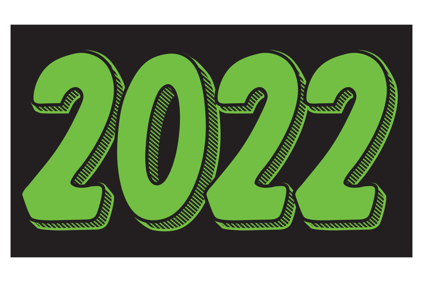 Rectangle Year Window Sticker - GREEN on BLACK - Qty. 12