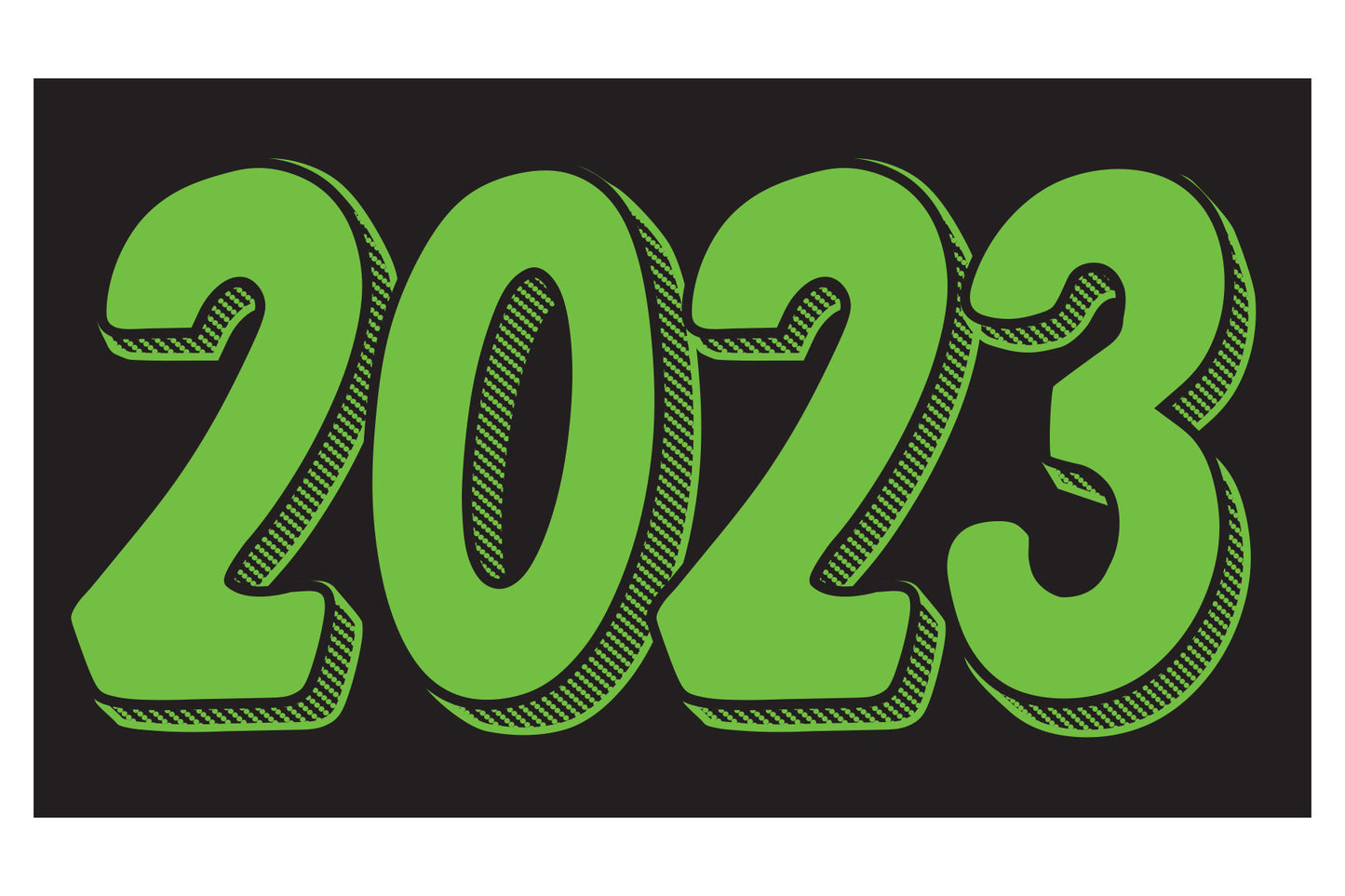 Rectangle Year Window Sticker - GREEN on BLACK - Qty. 12