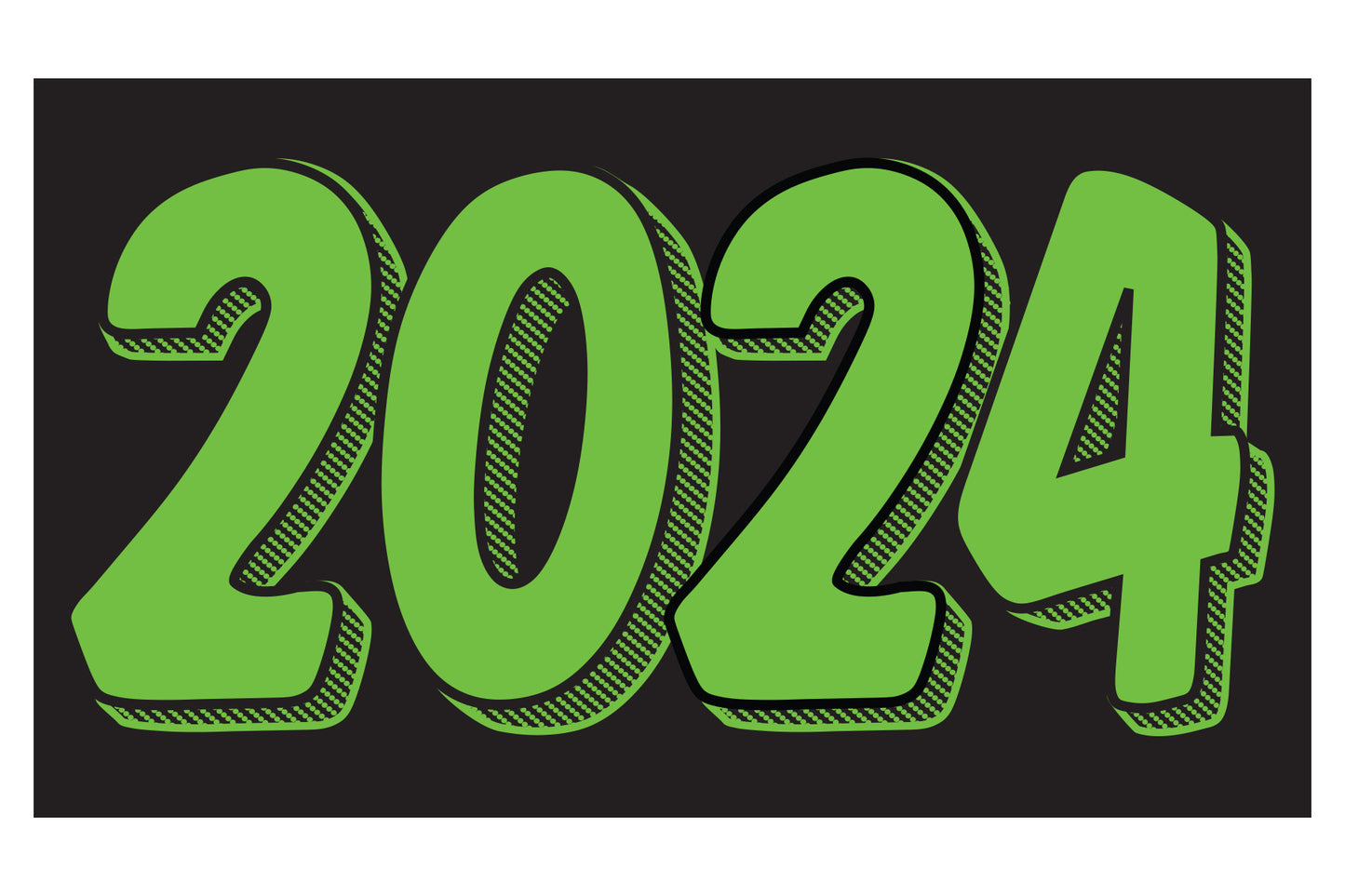 Rectangle Year Window Sticker - GREEN on BLACK - Qty. 12