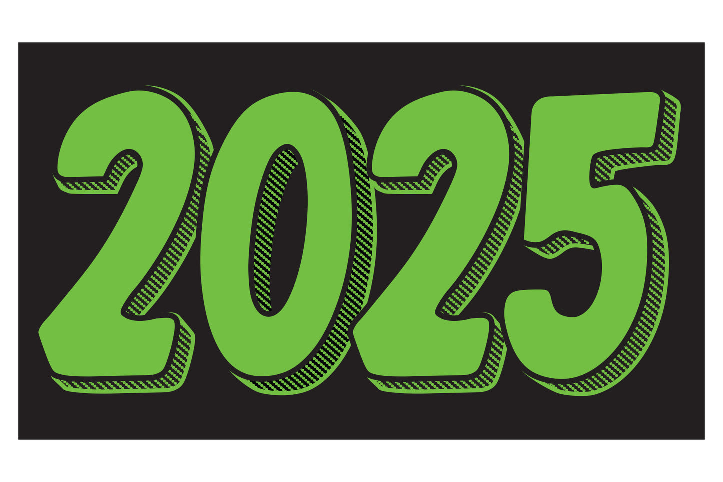 Rectangle Year Window Sticker - GREEN on BLACK - Qty. 12