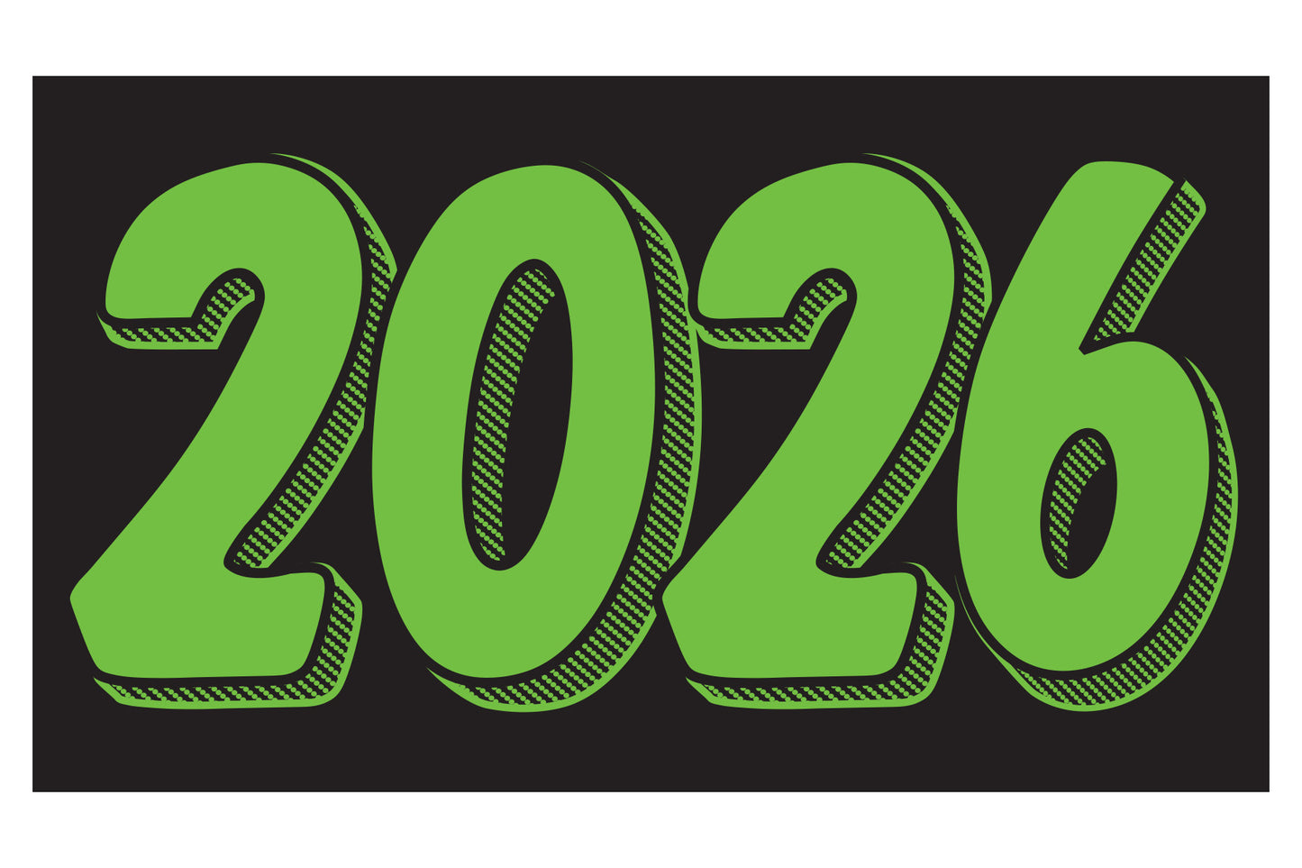 Rectangle Year Window Sticker - GREEN on BLACK - Qty. 12
