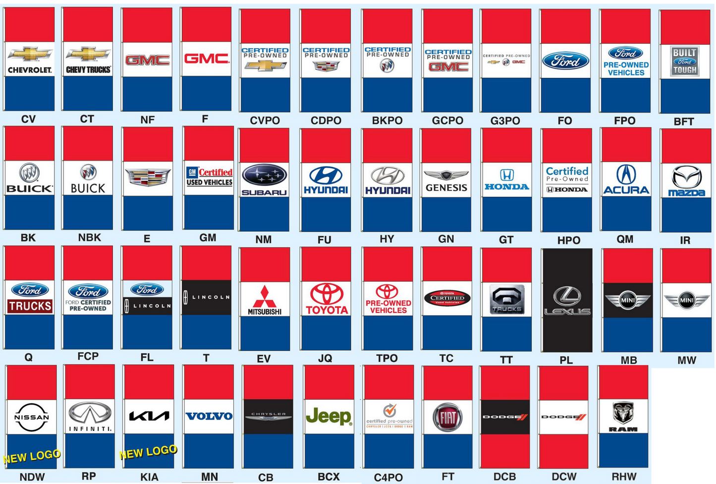 Drape Flags (Stacked Style) - Dealer Brands