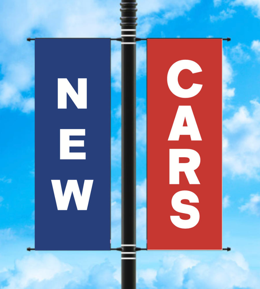 Vinyl Light Pole Banner Sets - "NEW CARS"