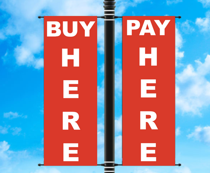 Vinyl Light Pole Banner Sets - "BUY HERE PAY HERE"