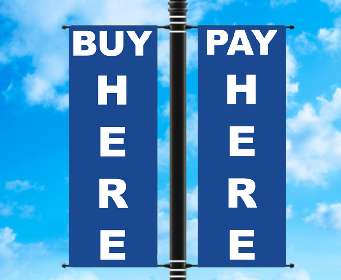 Vinyl Light Pole Banner Sets - "BUY HERE PAY HERE"