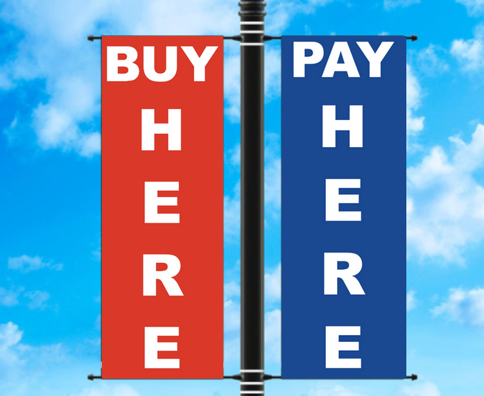 Vinyl Light Pole Banner Sets - "BUY HERE PAY HERE"