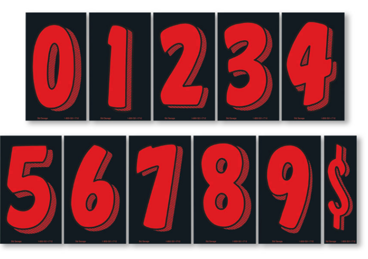 7.5" Black/Red/White Adhesive Number