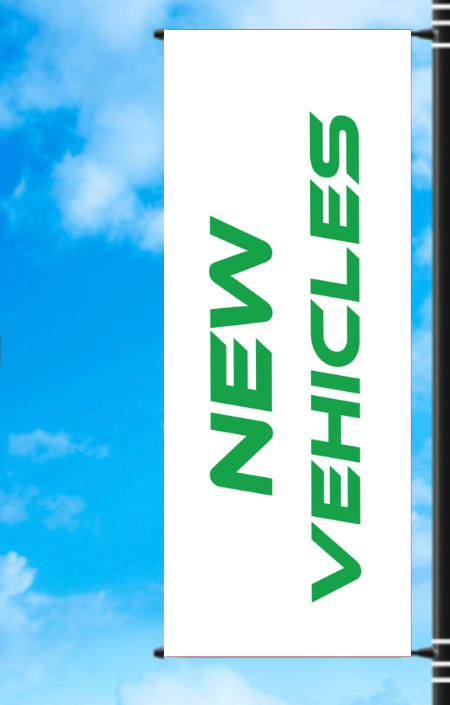 Vinyl Light Pole Banner - "New Vehicles"