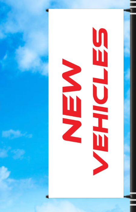 Vinyl Light Pole Banner - "New Vehicles"