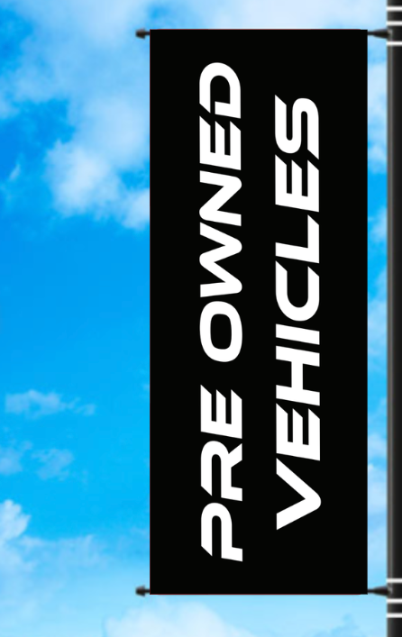 Vinyl Light Pole Banner - "Pre Owned Vehicles"