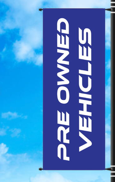 Vinyl Light Pole Banner - "Pre Owned Vehicles"