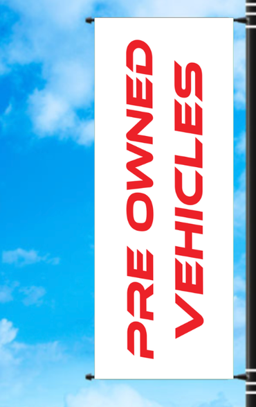 Vinyl Light Pole Banner - "Pre Owned Vehicles"