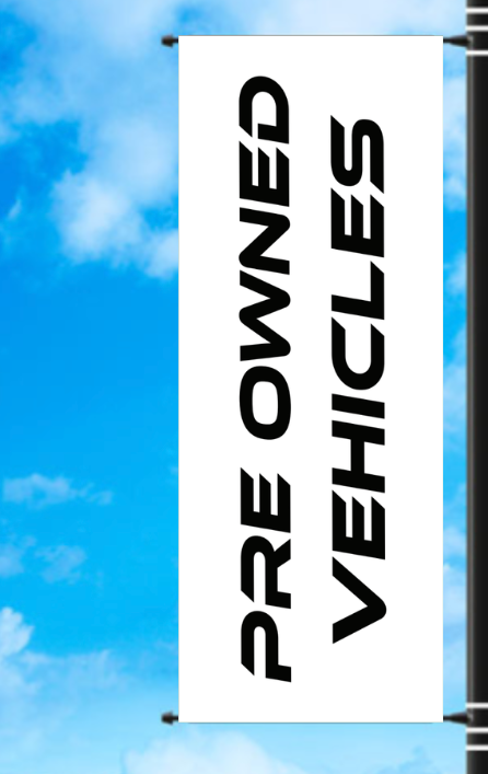 Vinyl Light Pole Banner - "Pre Owned Vehicles"