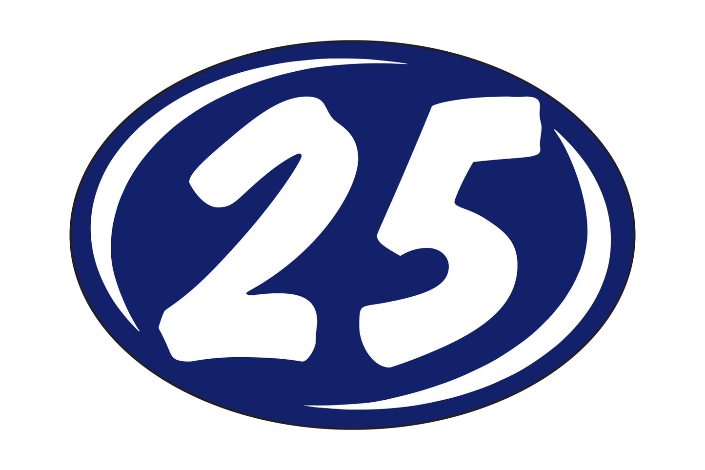 Oval Year Model Stickers (2 Digit) - Blue/White