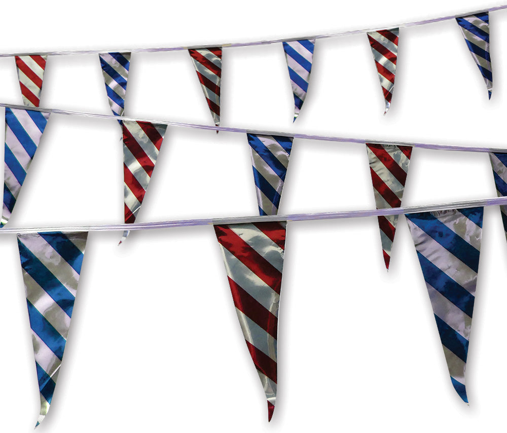 Triangle Pennants Metallic - Patriotic Striped - Qty. 1