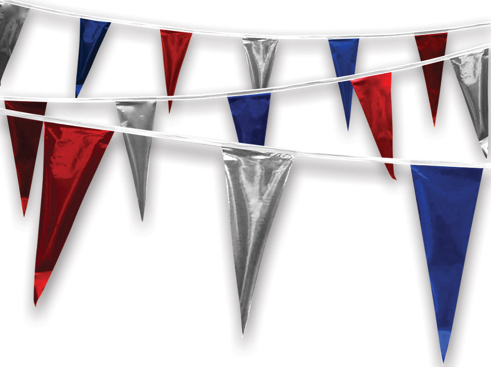 Triangle Pennants - Metallic Red White and Blue