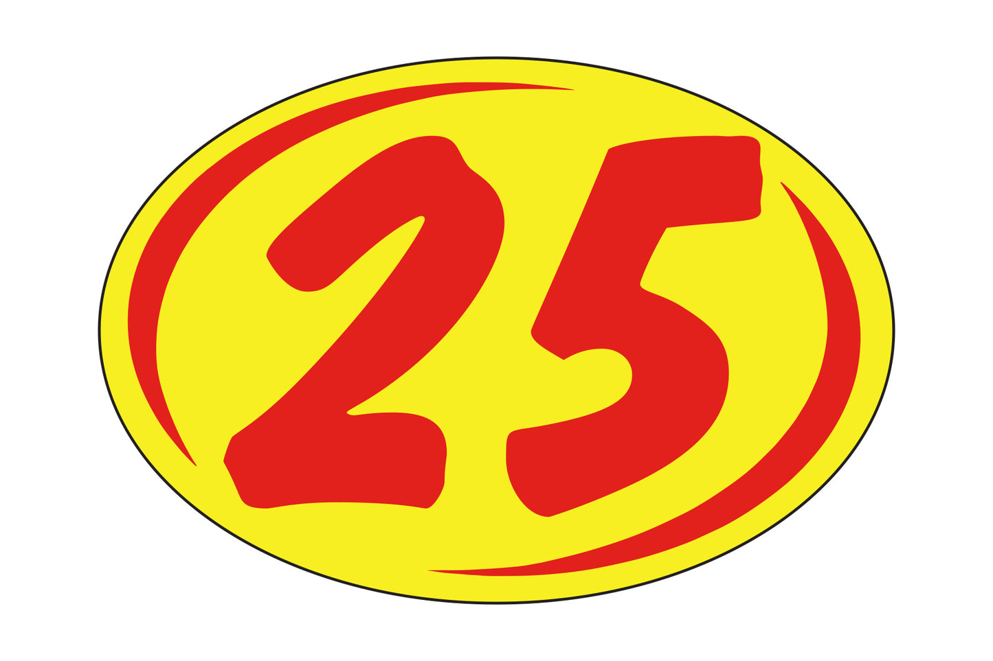 Oval Year Model Stickers (2 Digit) - Red/Yellow