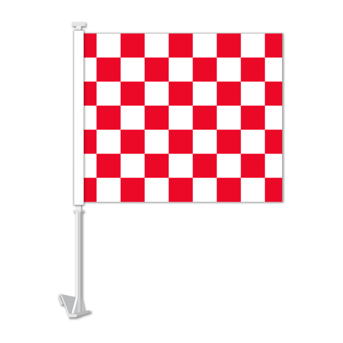 Clip On Window Flag - Checkered (red/white)