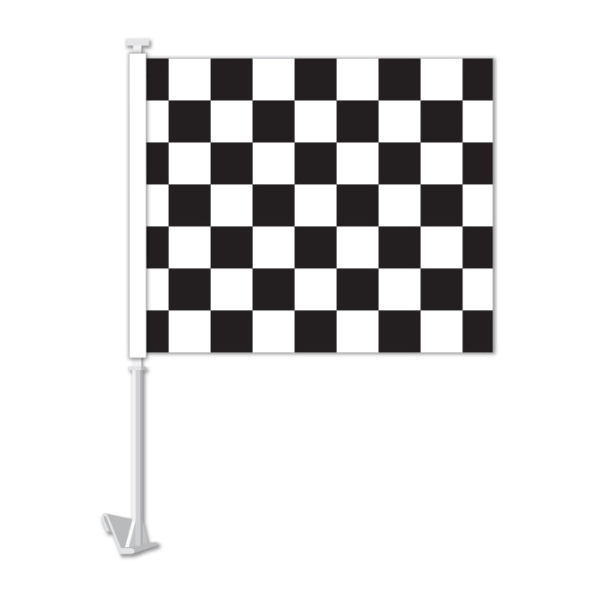Clip On Window Flag - Checkered (black/white)