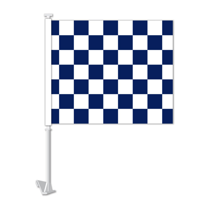 Clip On Window Flag - Checkered (blue/white)