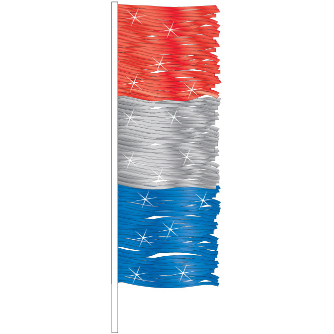 Antenna Flag - Metallic Fringe (Red,Silver,Blue)