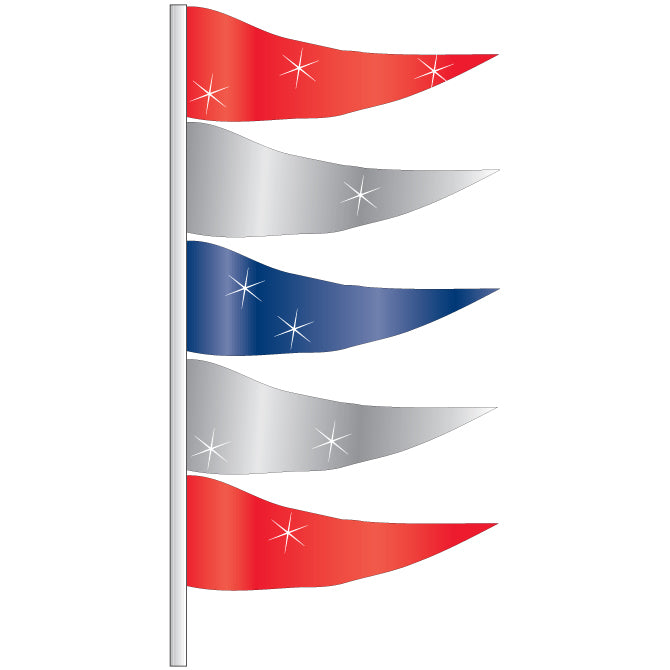 Antenna Flag - Metallic Triangular Flags (Red,Silver,Blue)