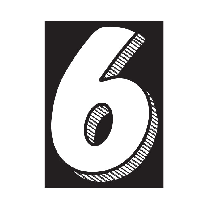 7.5" Black/White Adhesive Number (With Shading)