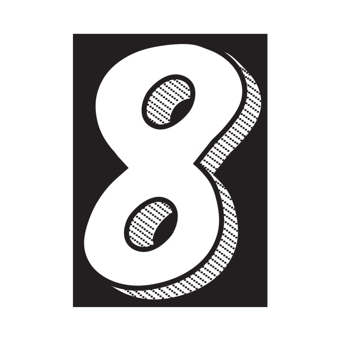 7.5" Black/White Adhesive Number (With Shading)