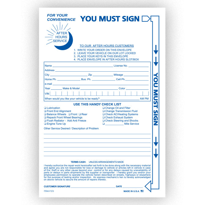 Standard Night Drop Envelope