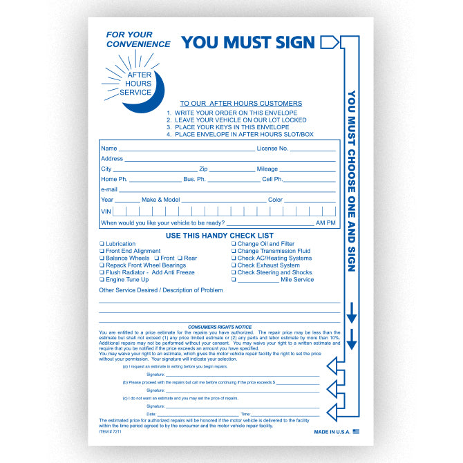 Multi-Option Night Drop Envelope