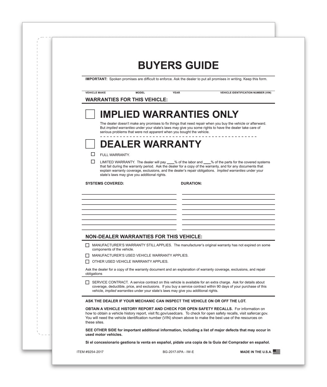 IMPLIED WARRANTY - Exterior