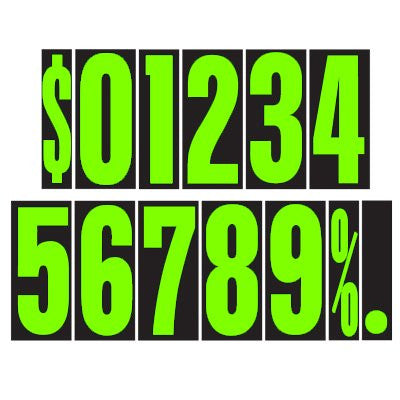9.5" Chartreuse/Black Adhesive Number
