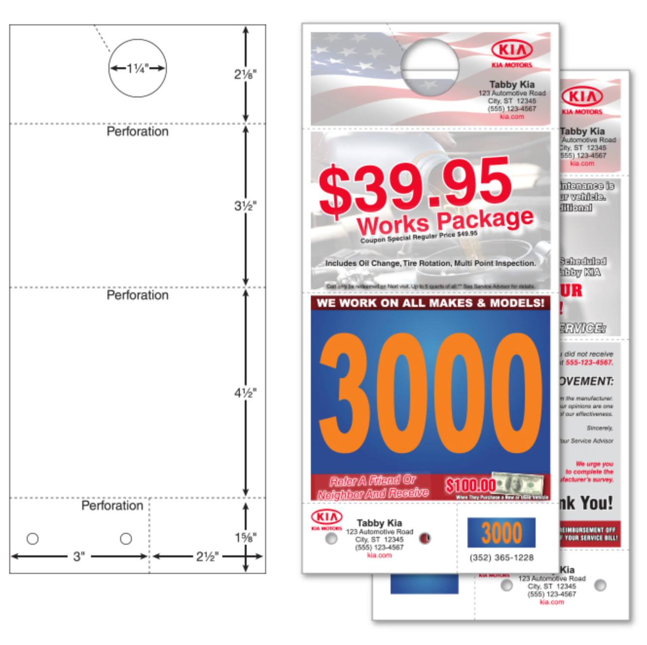 Custom Shiny AdVer-Tag/Post Card Reply Number 5.5x11.75 - Qty. 1 Each