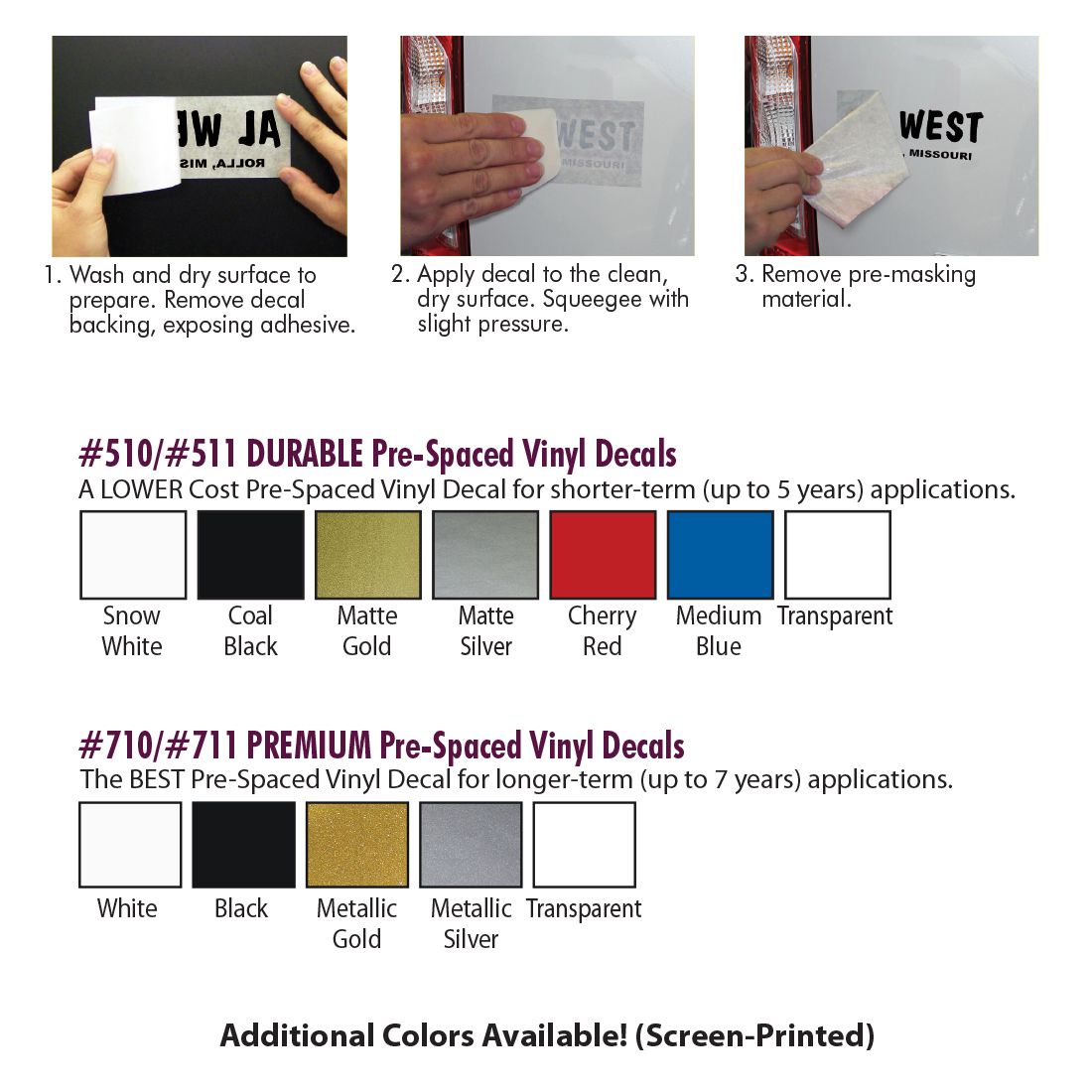 Decals - Pre Spaced Vinyl