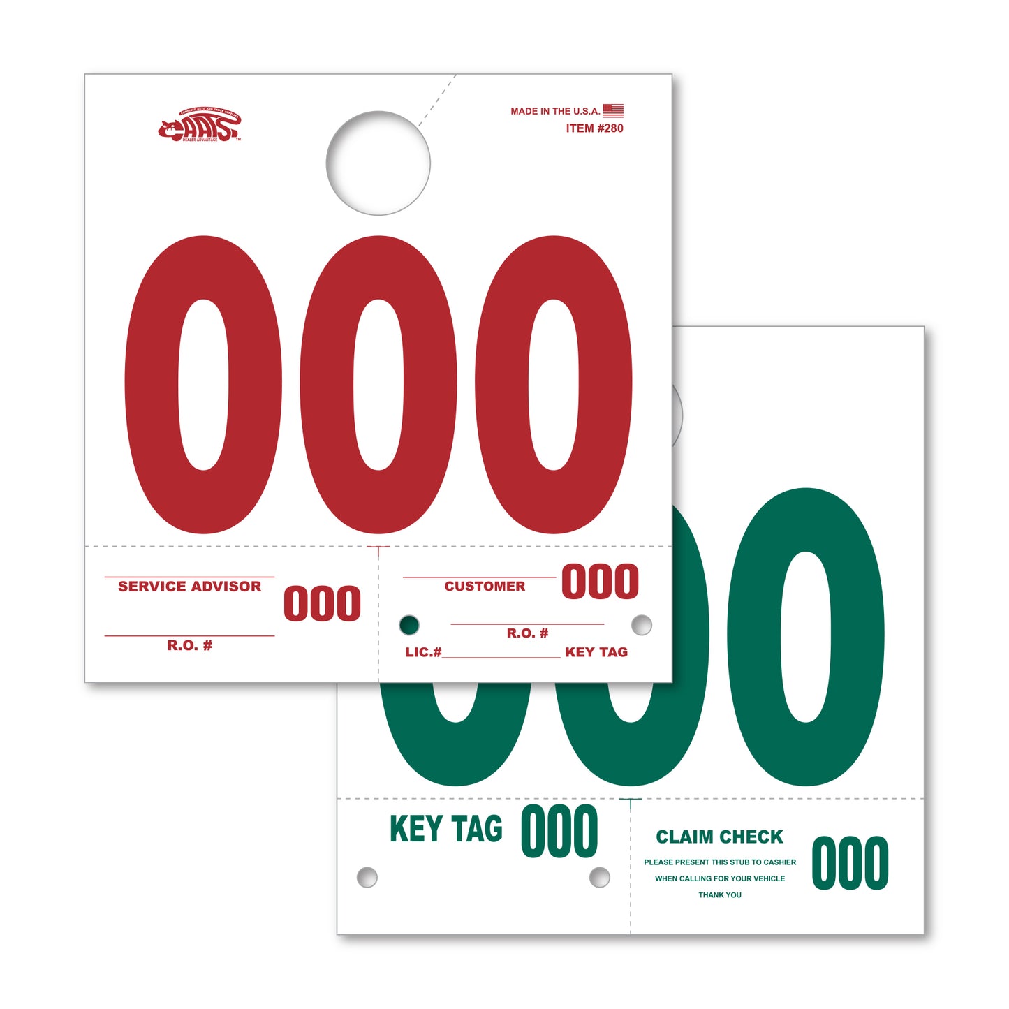 Heavy Stock Side Padded Colored Dispatch Numbers
