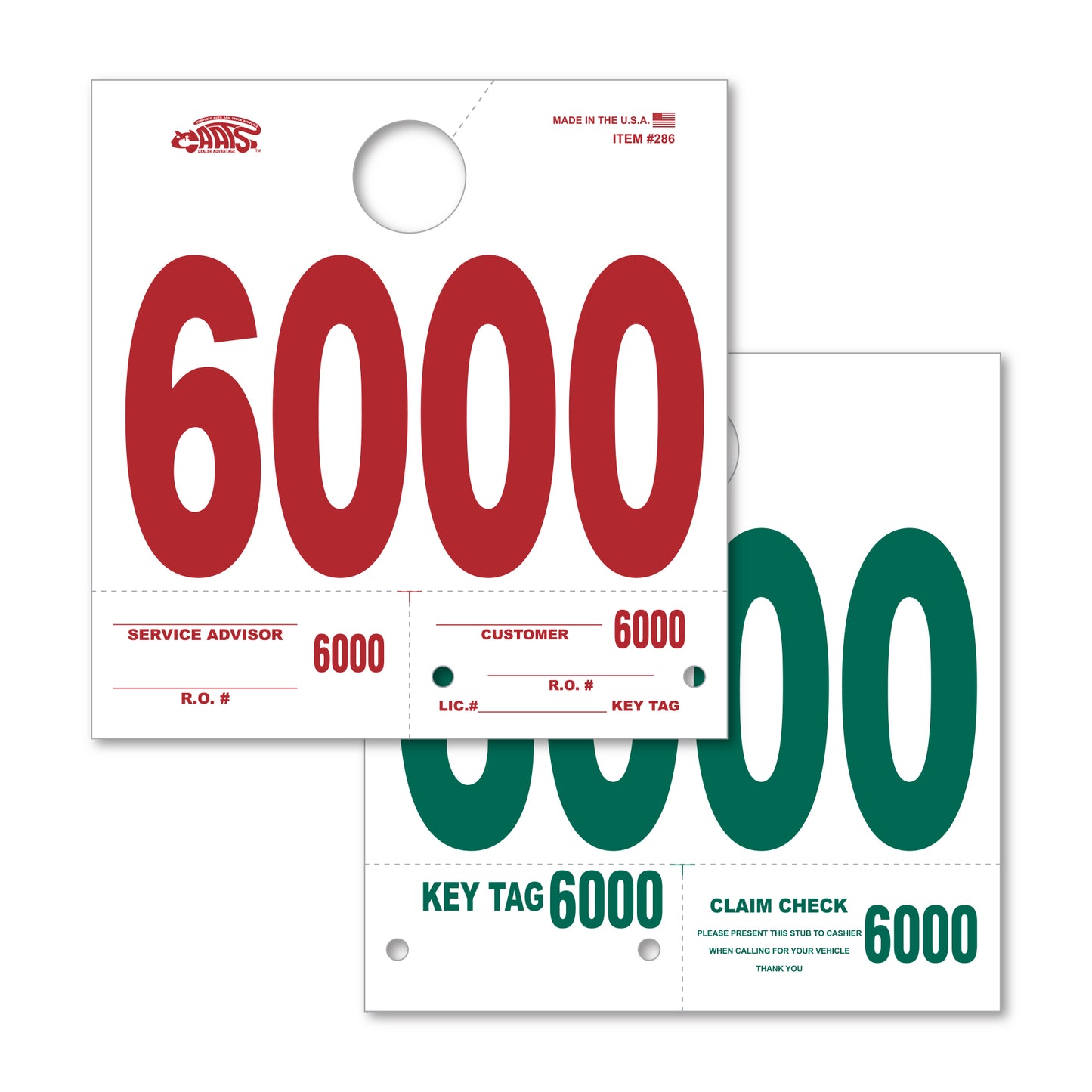Heavy Stock Side Padded Colored Dispatch Numbers