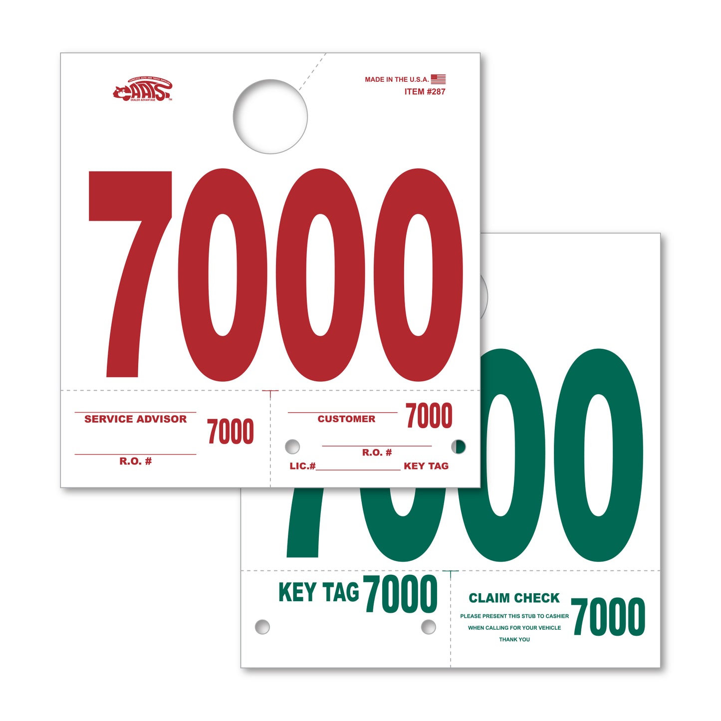 Heavy Stock Side Padded Colored Dispatch Numbers