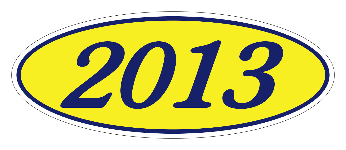 Oval Year Model Stickers - Blue/Yellow