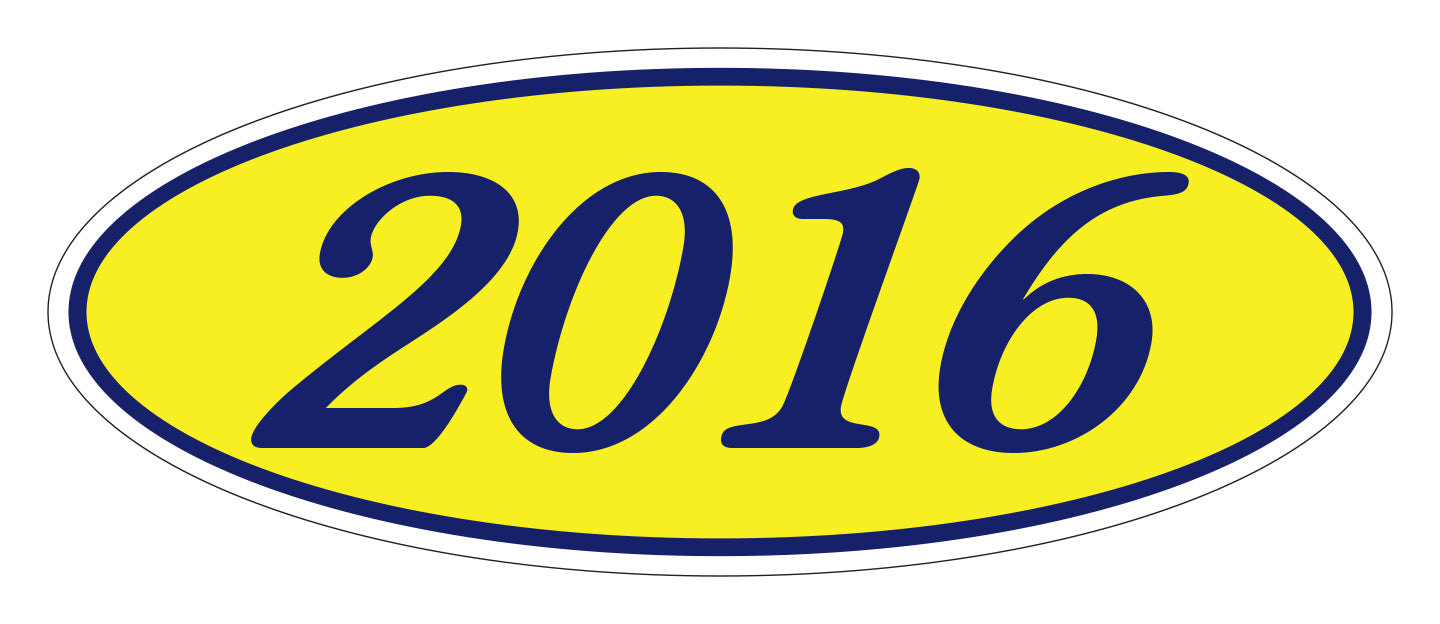 Oval Year Model Stickers - Blue/Yellow