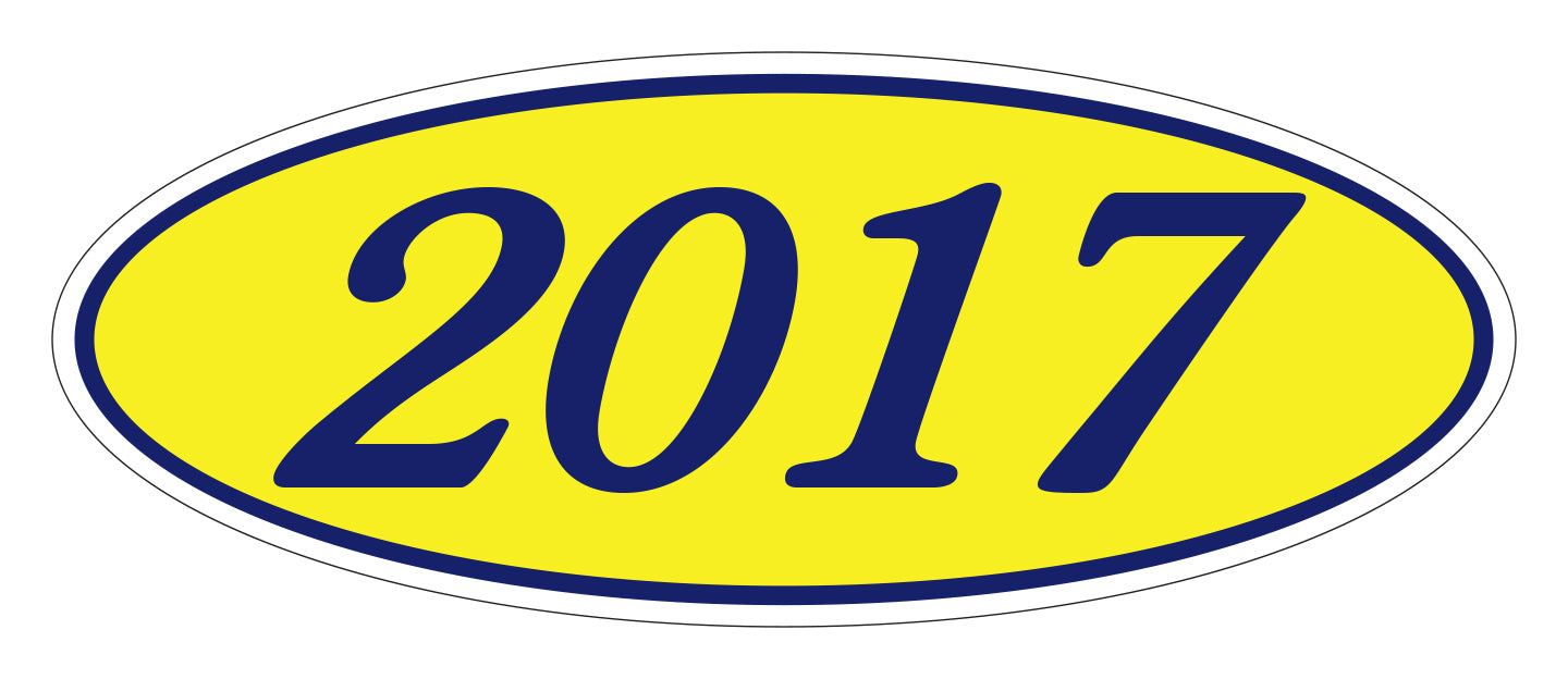 Oval Year Model Stickers - Blue/Yellow