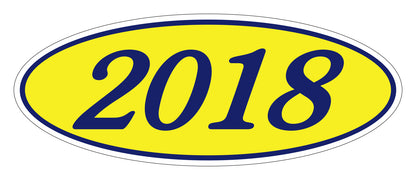 Oval Year Model Stickers - Blue/Yellow