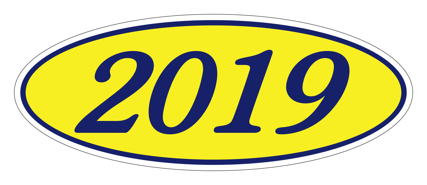 Oval Year Model Stickers - Blue/Yellow