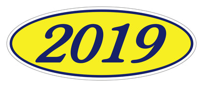 Oval Year Model Stickers - Blue/Yellow