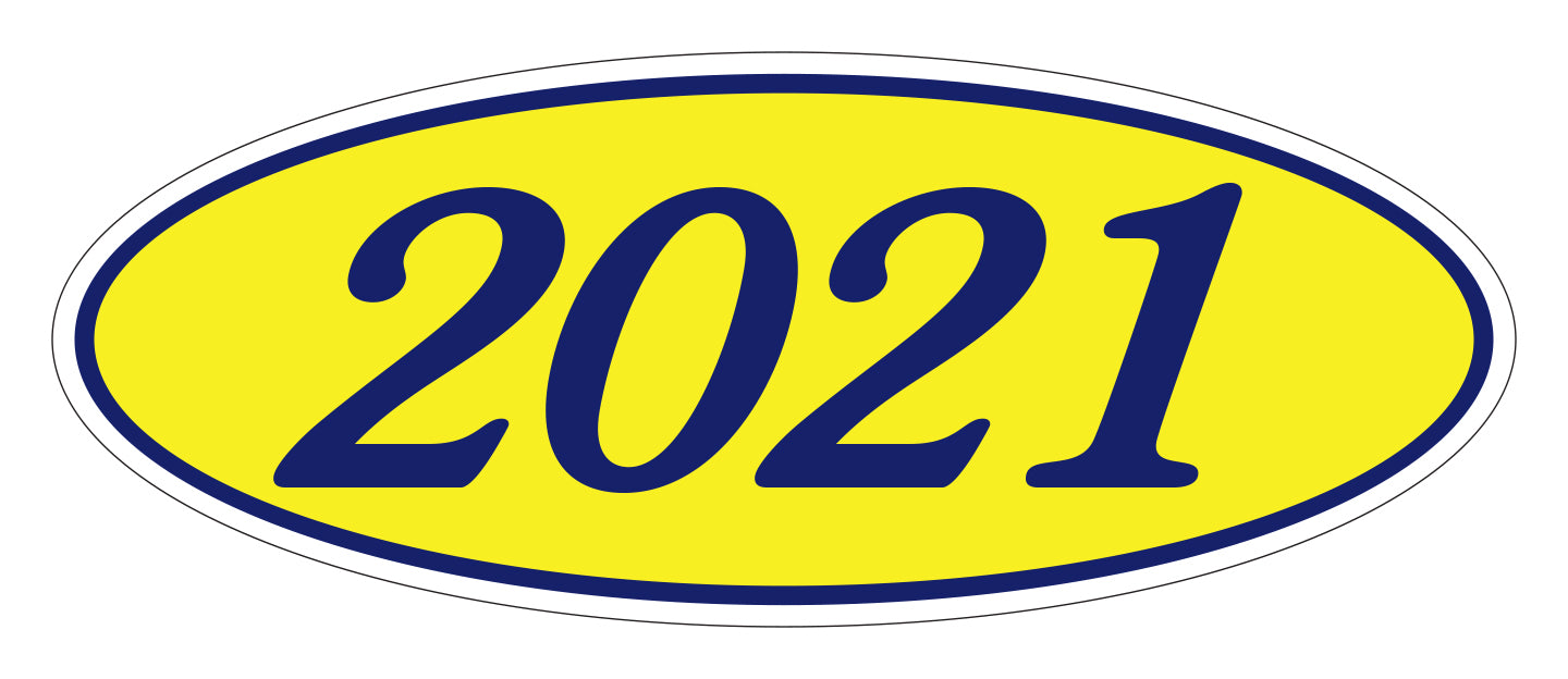 Oval Year Model Stickers - Blue/Yellow