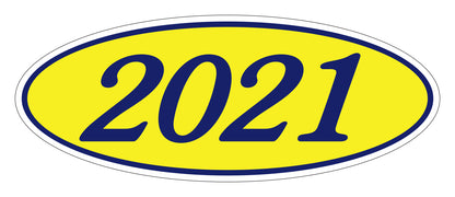Oval Year Model Stickers - Blue/Yellow