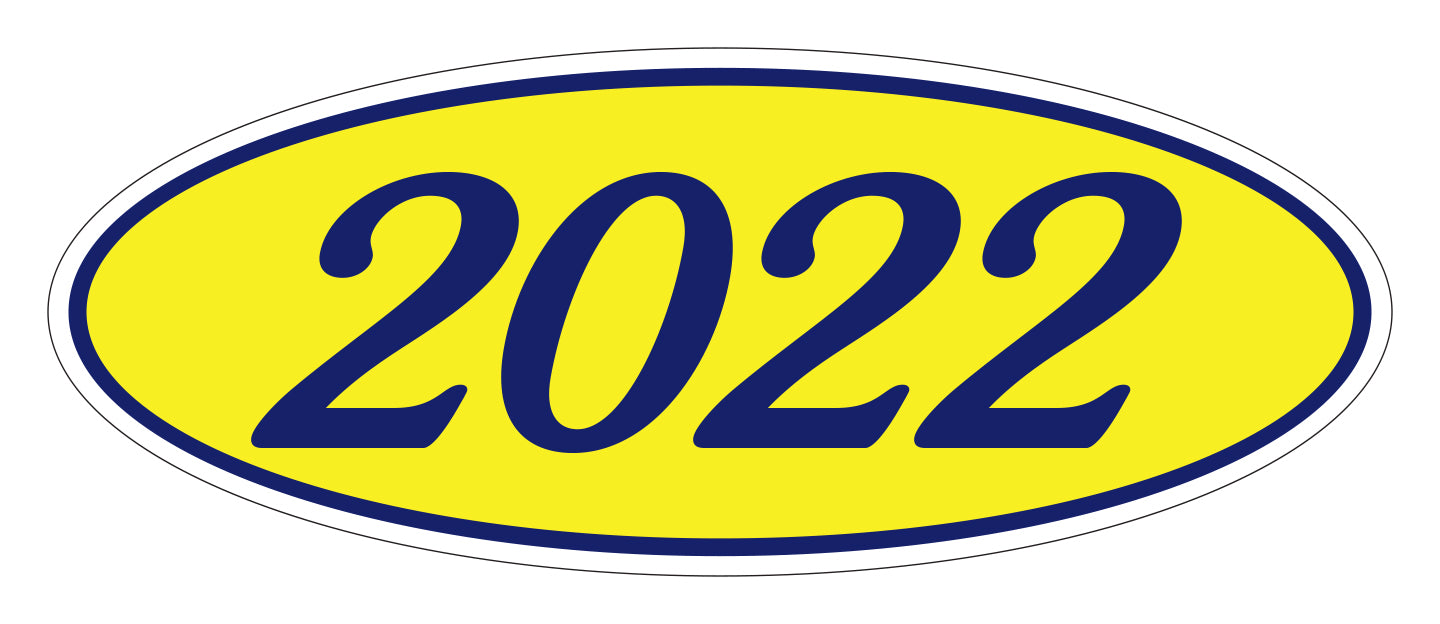 Oval Year Model Stickers - Blue/Yellow