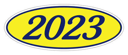 Oval Year Model Stickers - Blue/Yellow