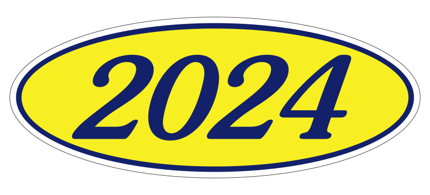 Oval Year Model Stickers - Blue/Yellow